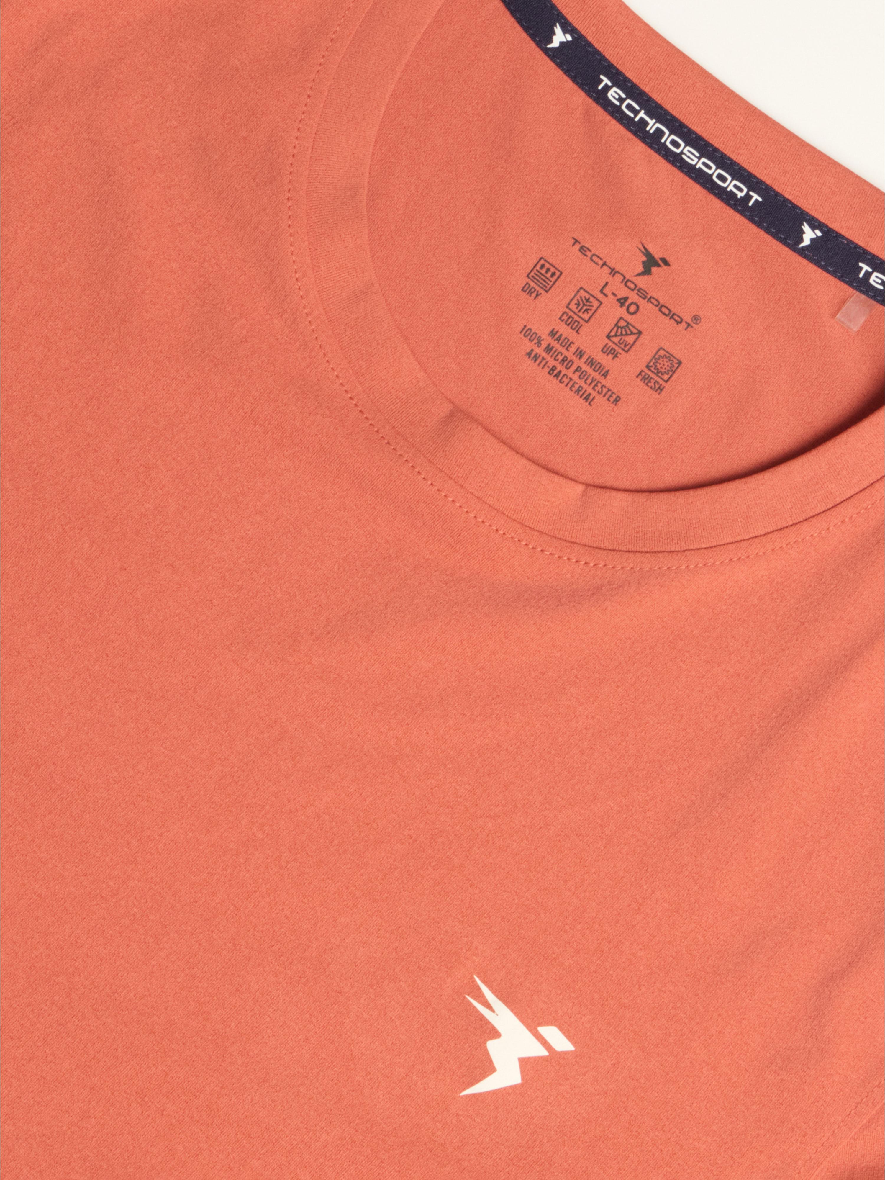 Men Solid Slim Fit Round Neck Sports T-shirt with COTFLEX