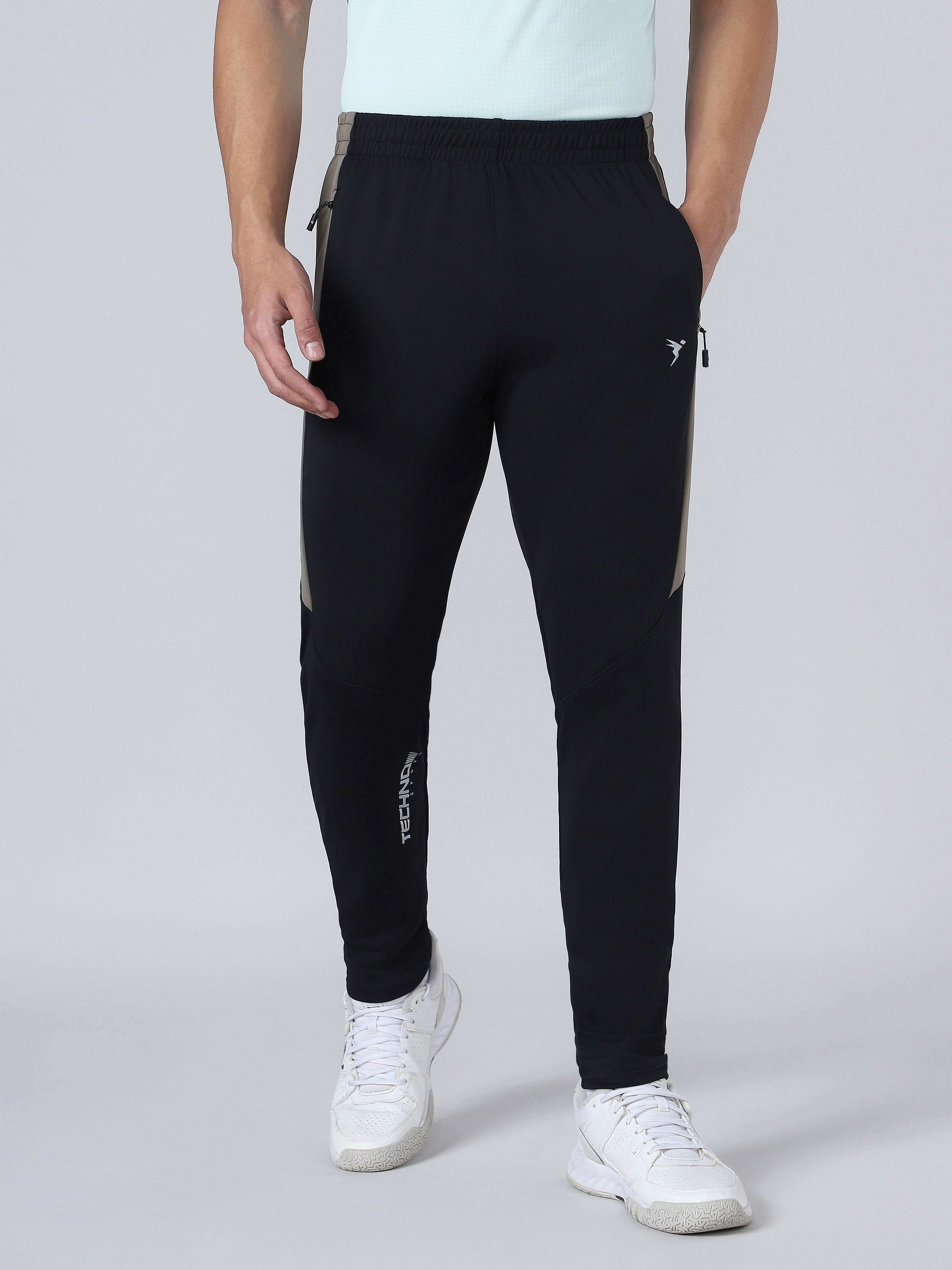 Men Solid Slim Fit Trackpants with TECHNO DRY