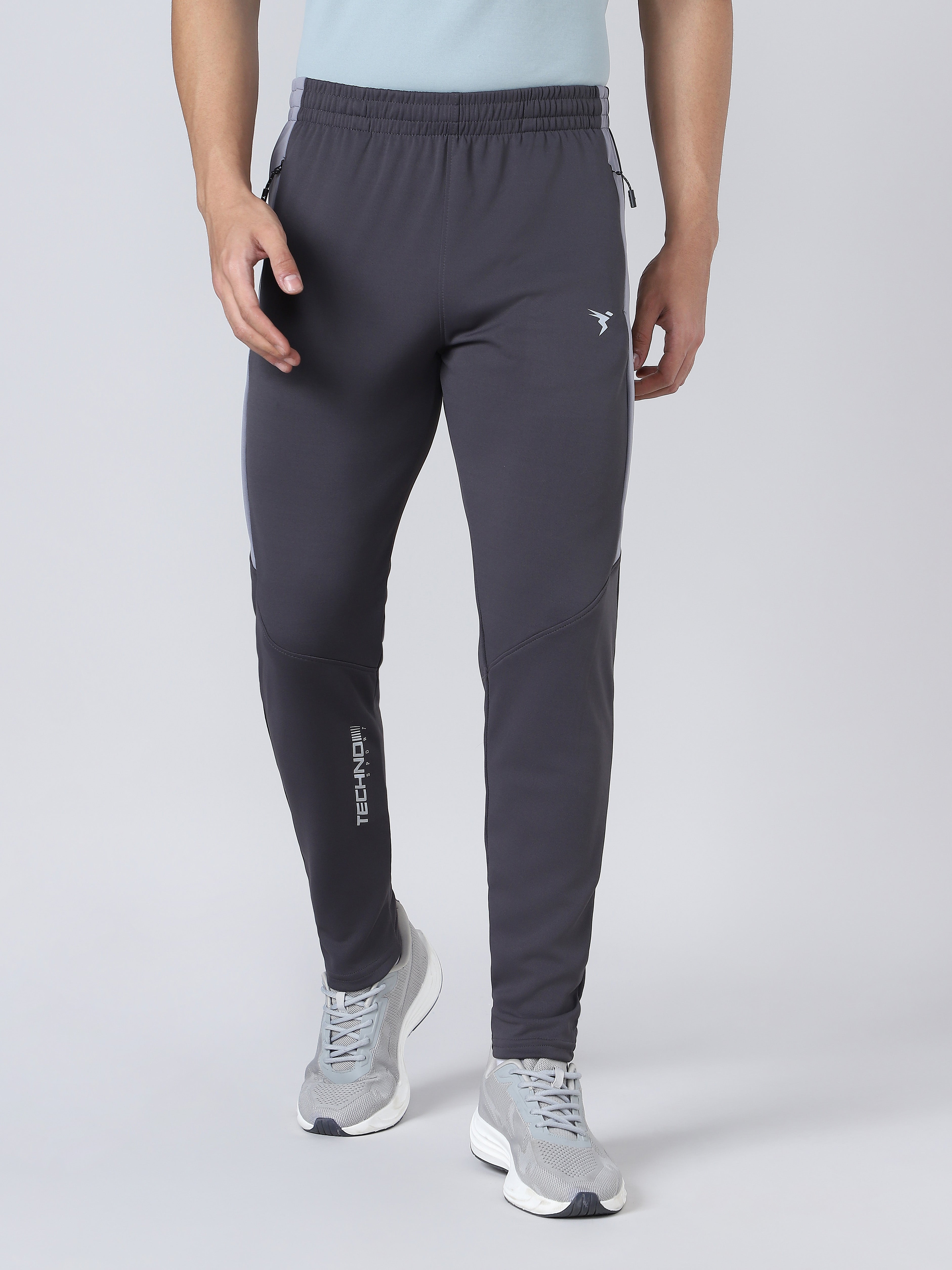 Men Solid Slim Fit Trackpants with TECHNO DRY