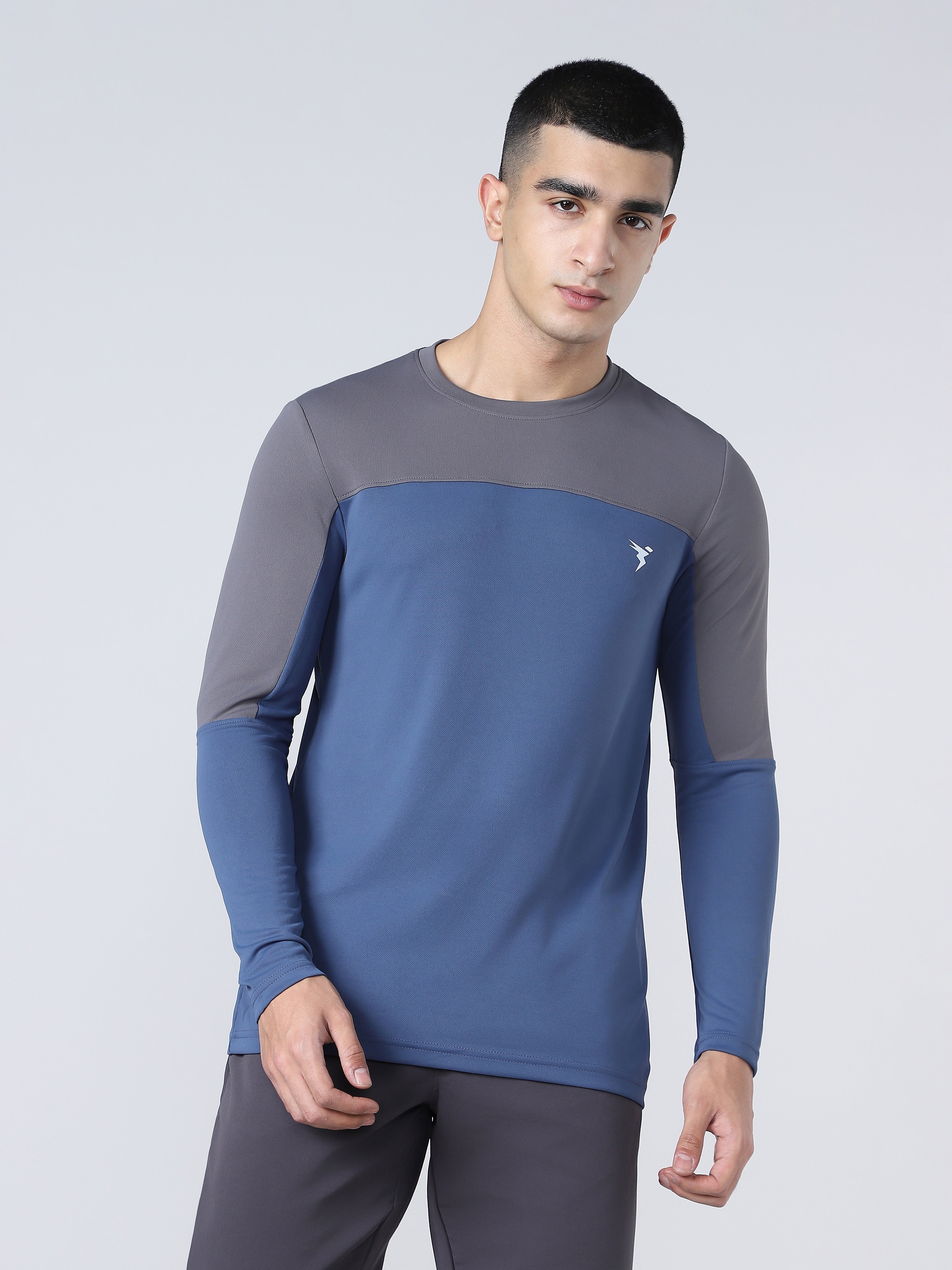 Men Colorblock Slim Fit Crew Neck T-shirt with TECHNO COOL+