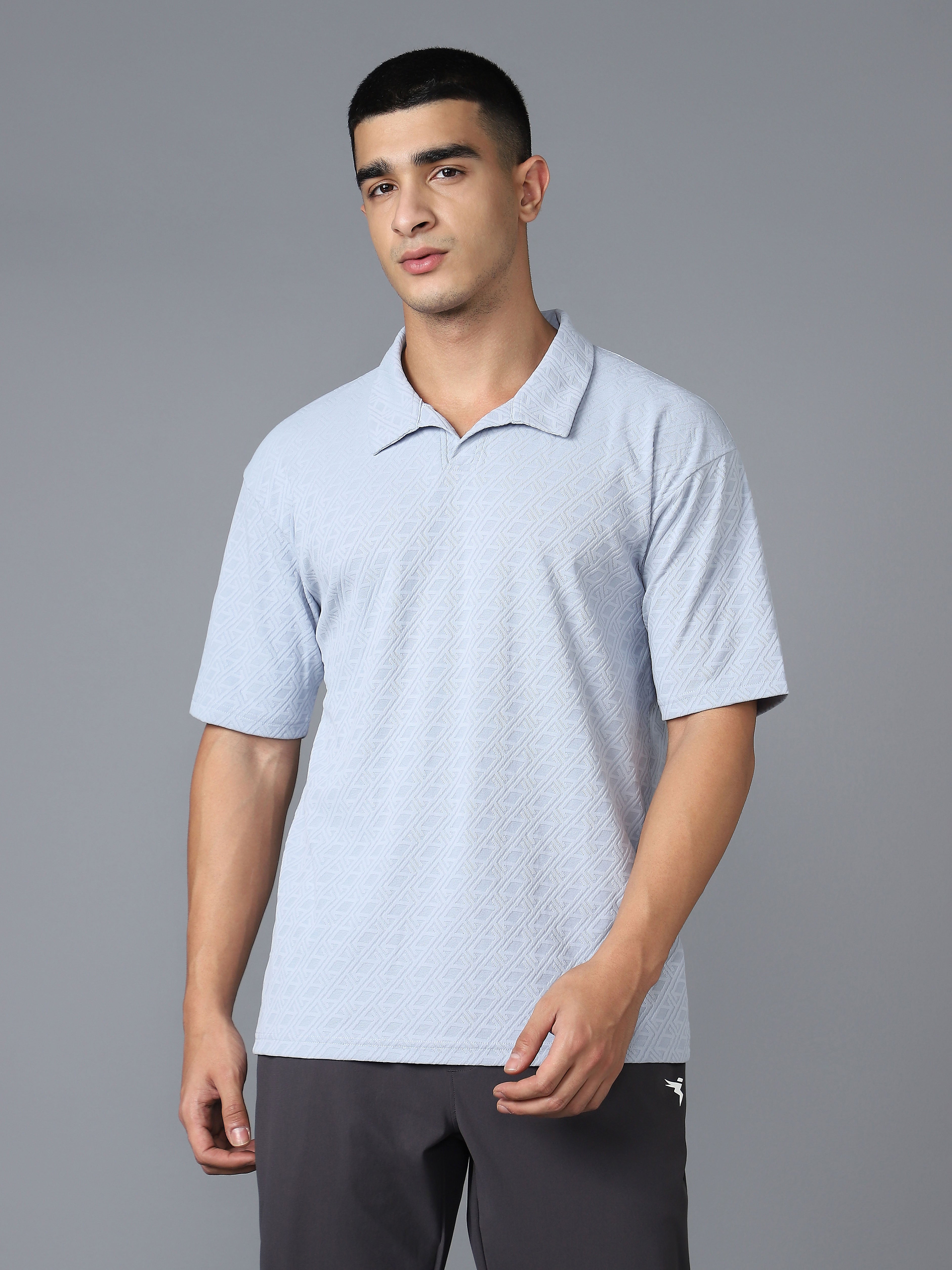 Men Textured Oversized Polo Sports T-shirt with COTFLEX