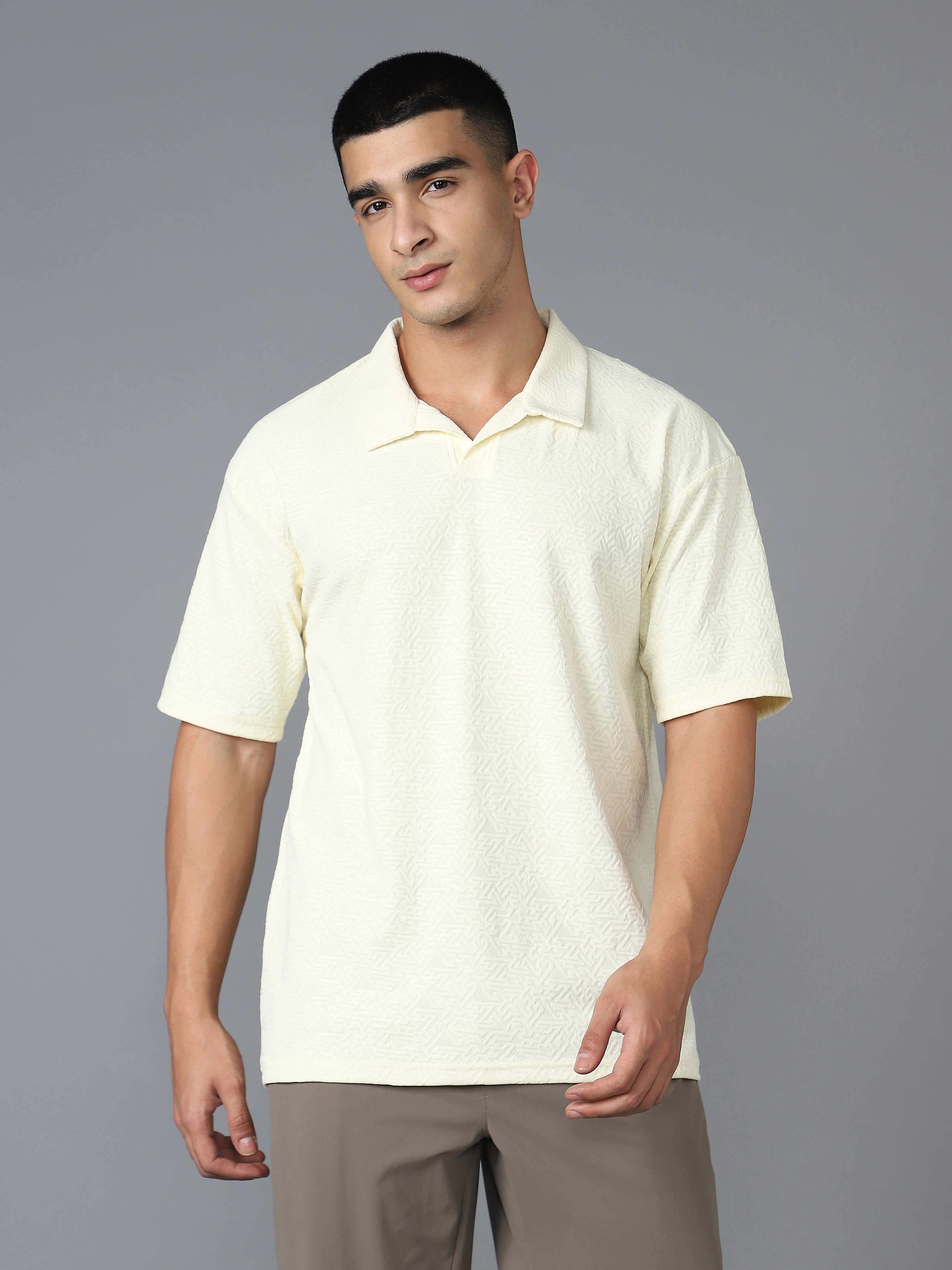 Men Textured Oversized Polo Sports T-shirt with COTFLEX