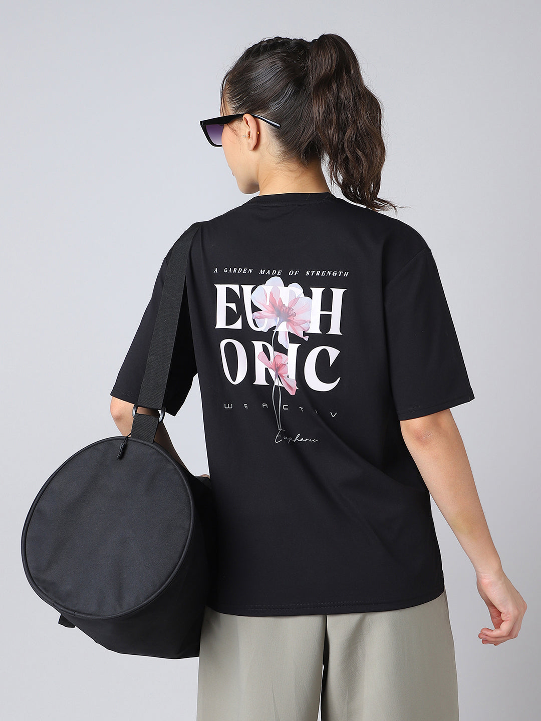 Women Back Printed Regular Fit Round Neck T-shirt with COTFLEX
