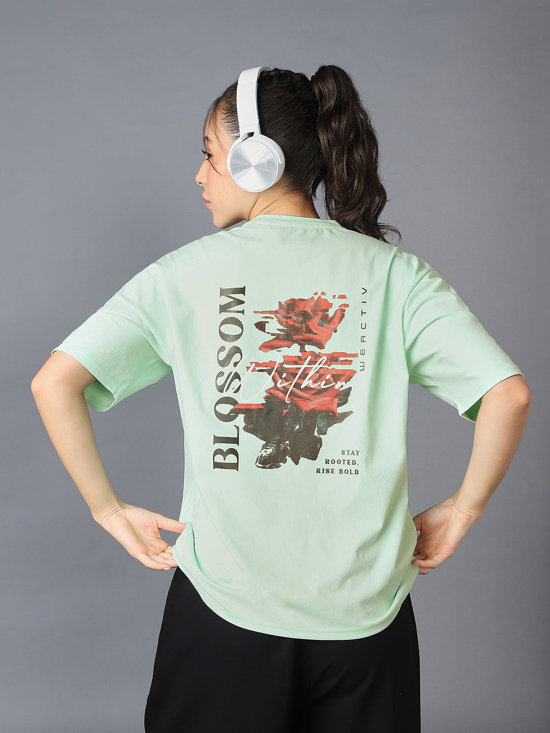 Women Back Printed Regular Fit Round Neck T-shirt with COTFLEX