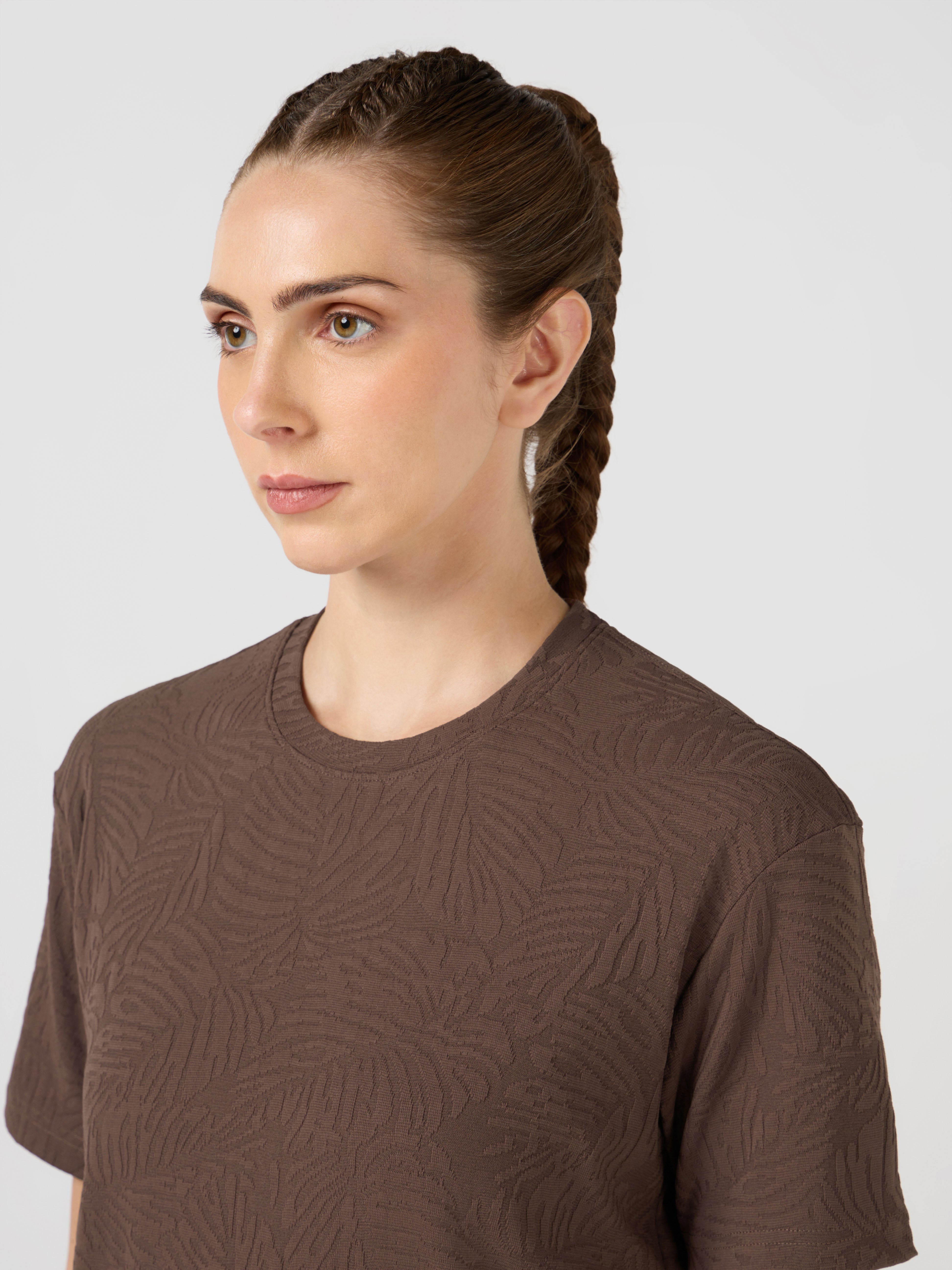 Women Textured Relaxed Fit Round Neck T-shirt with COTFLEX