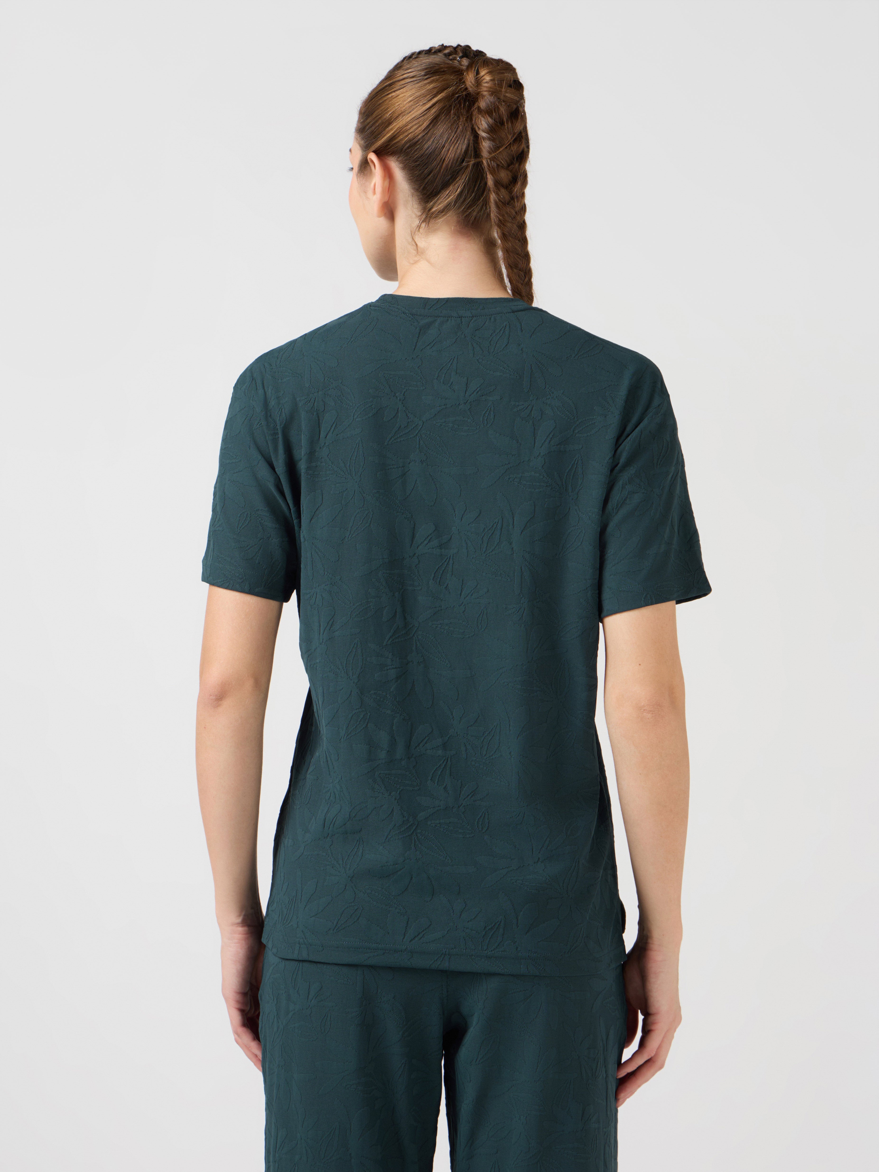 Women Textured Relaxed Fit Round Neck T-shirt with COTFLEX