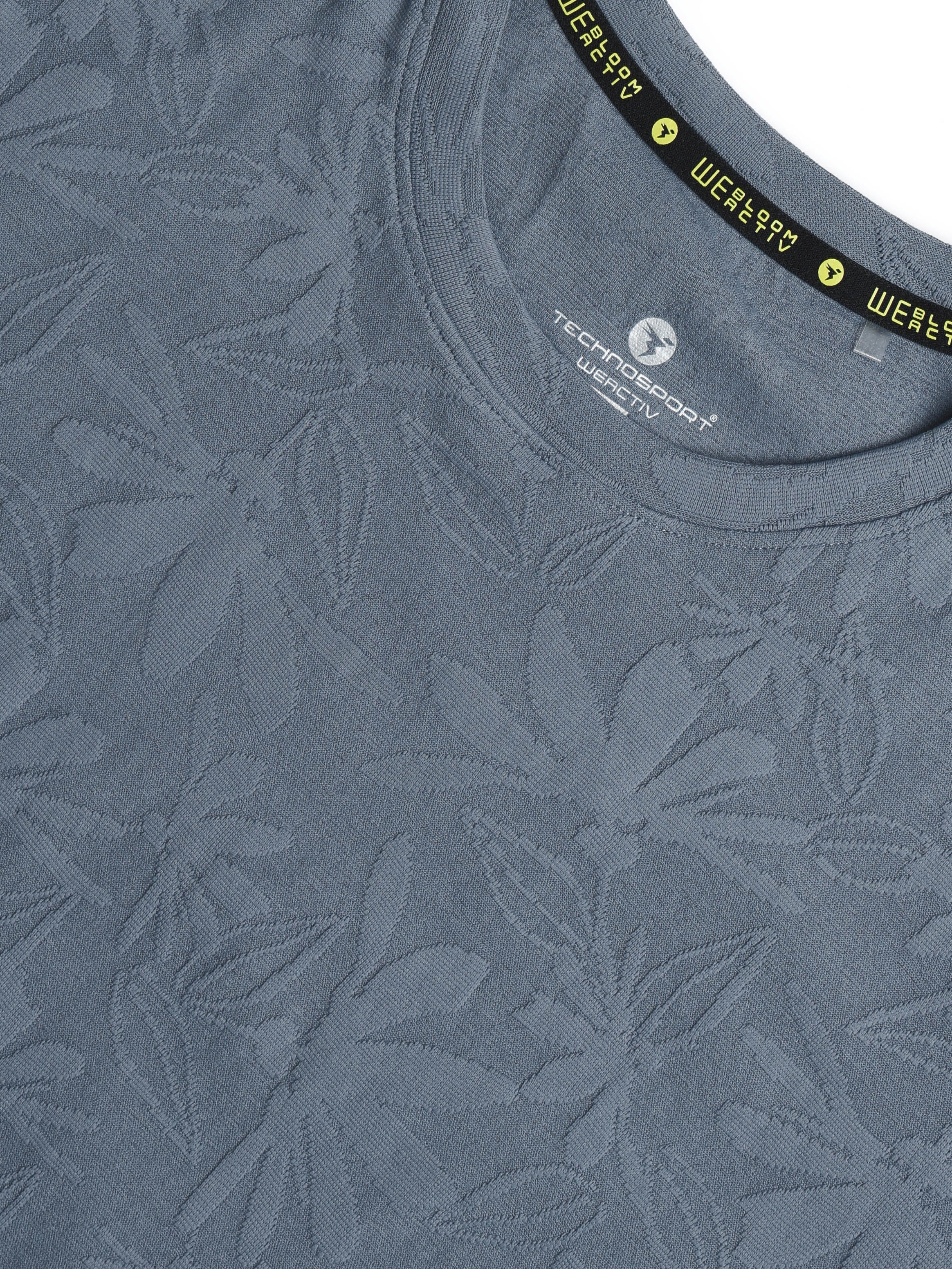 Women Textured Relaxed Fit Round Neck T-shirt with COTFLEX