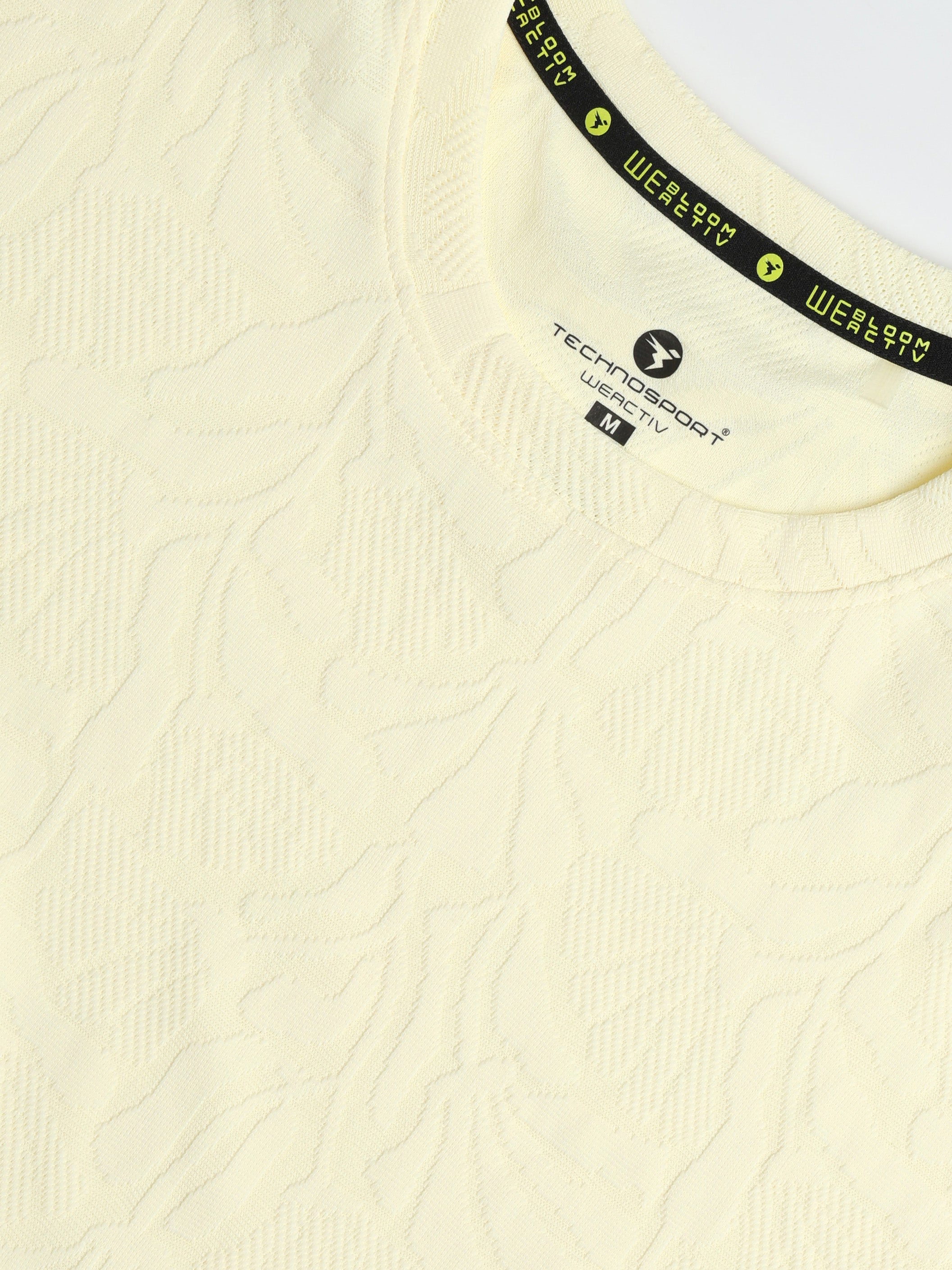 Women Textured Relaxed Fit Round Neck T-shirt with COTFLEX