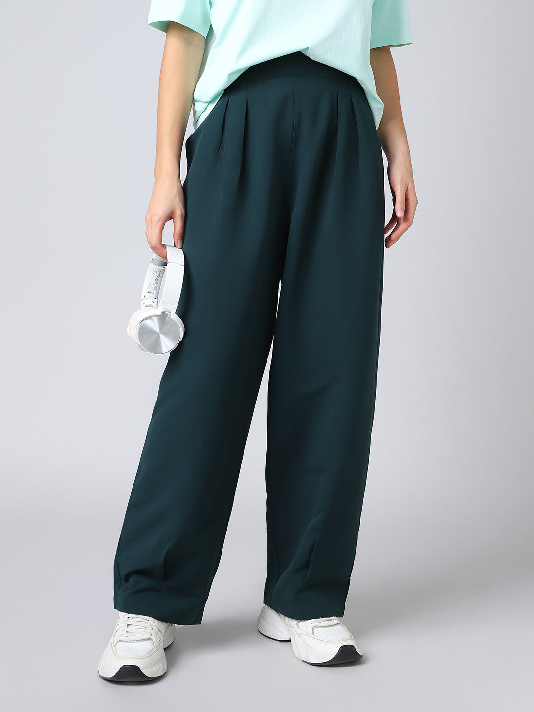 Women Korean Style Baggy Pants Wide Leg Trousers with TECHNOLITE