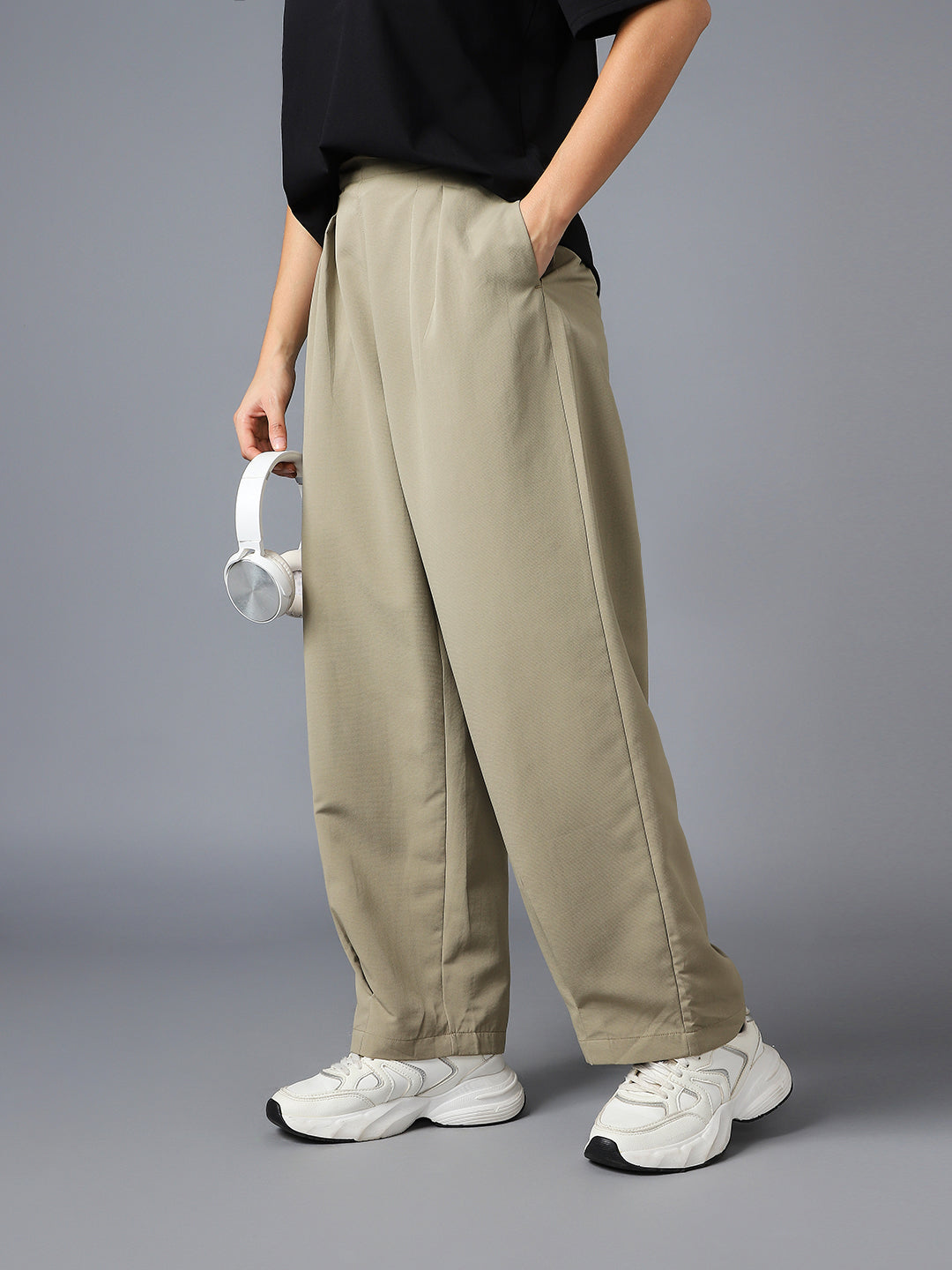 Women Korean Style Baggy Pants Wide Leg Trousers with TECHNOLITE
